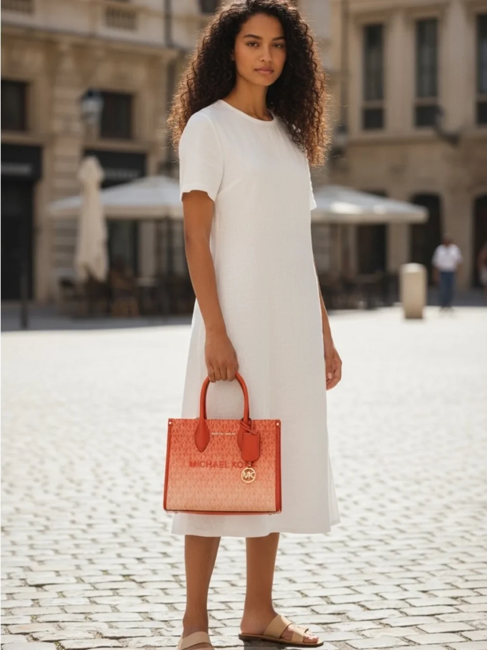 Michael Kors Orange Gradient Signature Logo Satchel